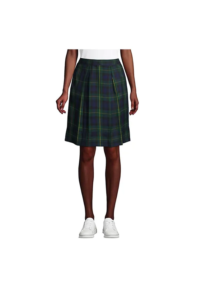 Lands039 End Skirts and Skorts Women Plaid Pleated Skort Top Of Knee Hunter