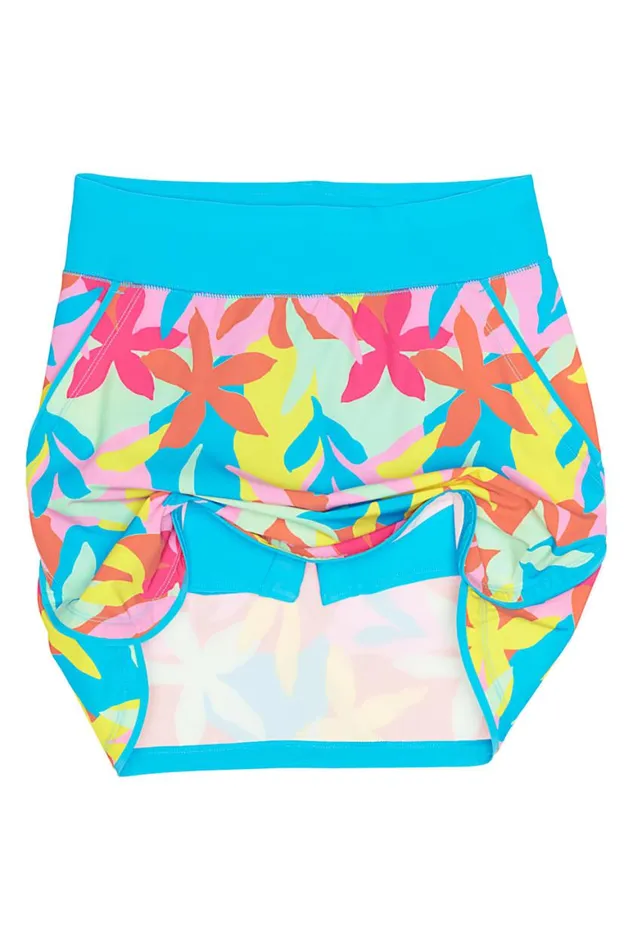 Lands039 End Skirts and Skorts Women Plus Size Quick Dry Elastic Waist Active Board Skort Swim Skirt Turquoise Multi Graphic Floral