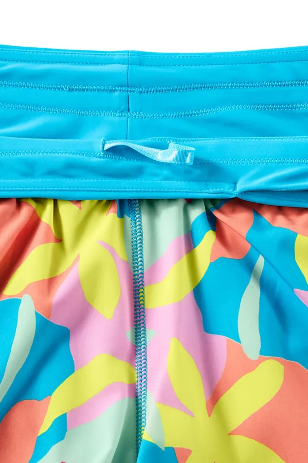 Lands039 End Skirts and Skorts Women Plus Size Quick Dry Elastic Waist Active Board Skort Swim Skirt Turquoise Multi Graphic Floral