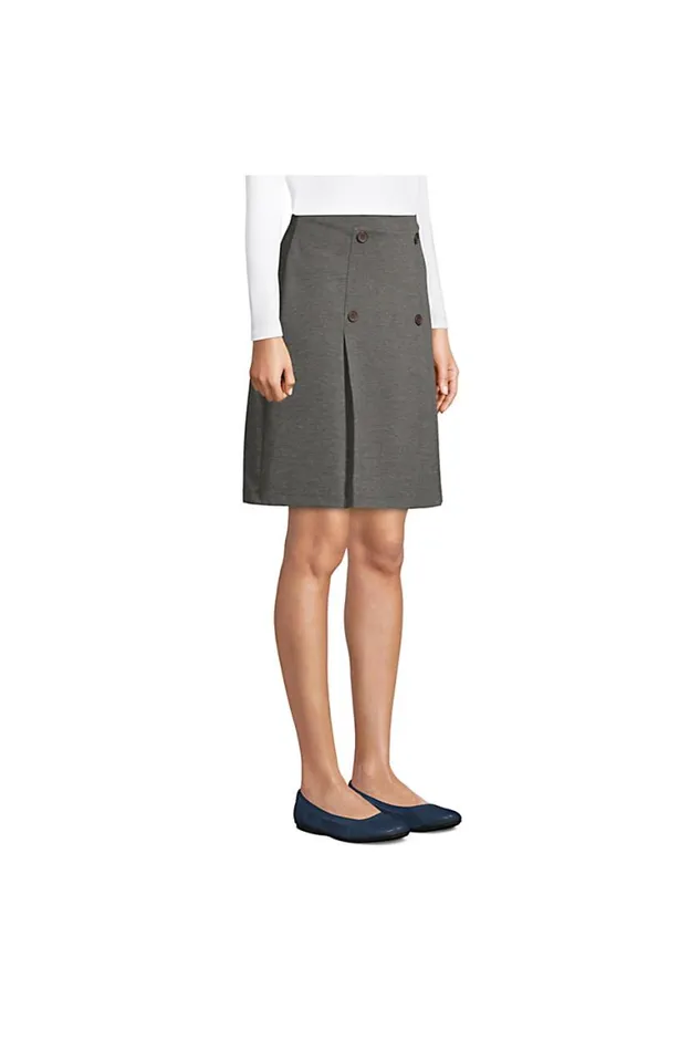 Lands039 End Skirts and Skorts Women Ponte Button Front Skort Charcoal Heather