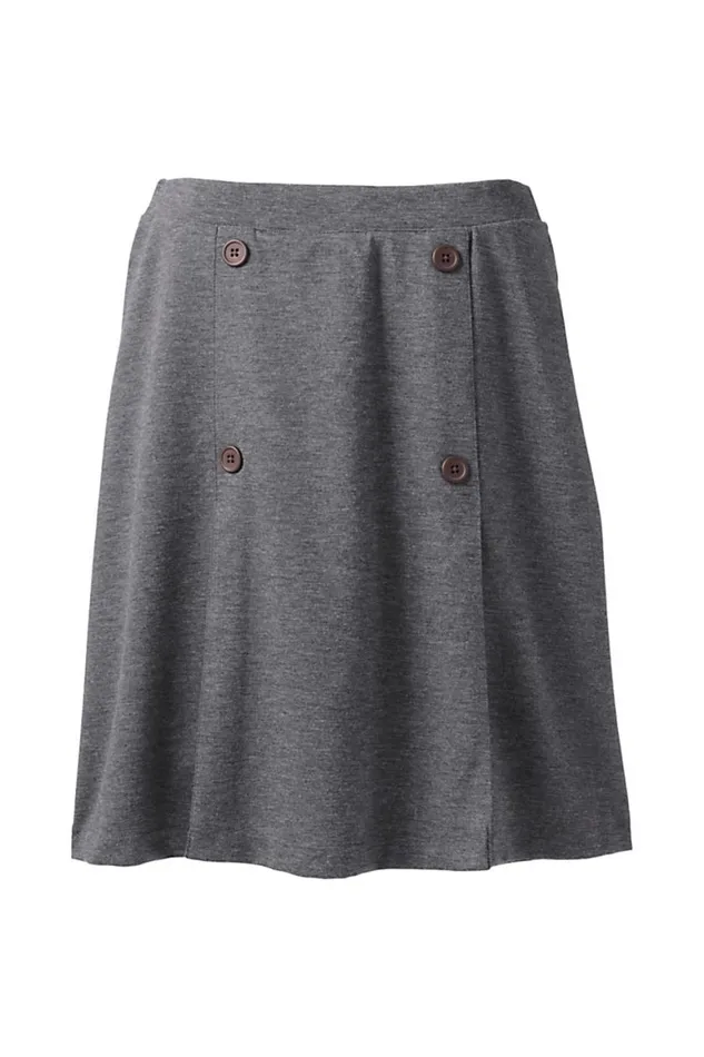 Lands039 End Skirts and Skorts Women Ponte Button Front Skort Charcoal Heather