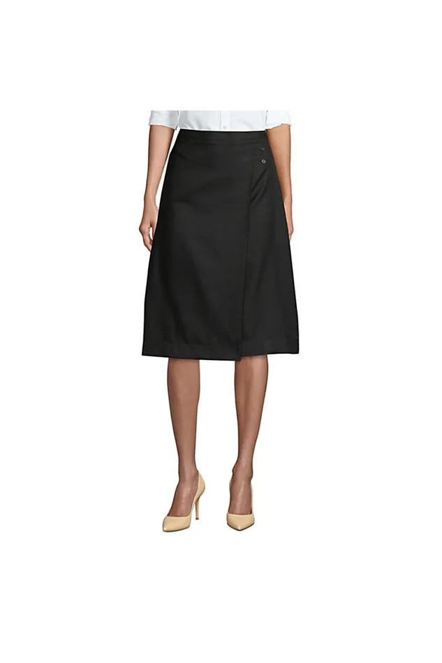 Lands039 End Skirts and Skorts Women Solid Aline Skirt Below The Knee Black