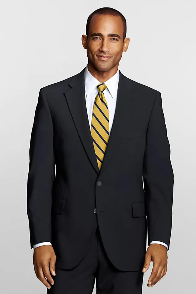 Lands039 End Sportcoats and Blazers Men Dress Code Washable Wool Blend Suit Coat Black