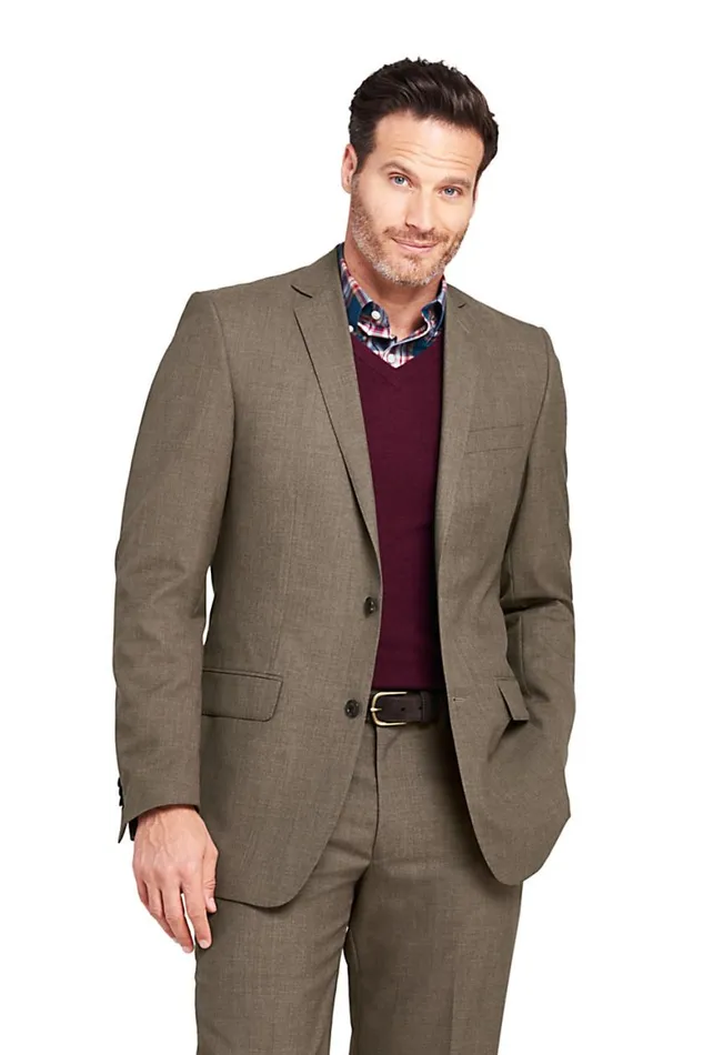 Lands039 End Sportcoats and Blazers Men Traditional Fit Yearrounder Suit Jacket Chestnut