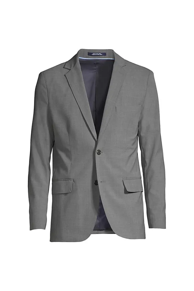 Lands039 End Suits and Separates Men Big Washable Wool 2 Button Tailored Fit Suit Jacket Light Charcoal