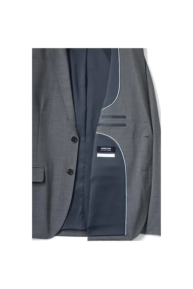 Lands039 End Suits and Separates Men Big Washable Wool 2 Button Tailored Fit Suit Jacket Light Charcoal Lands039 End Suits and Separates Men Big Washable Wool 2 Button Tailored Fit Suit Jacket Light Charcoal