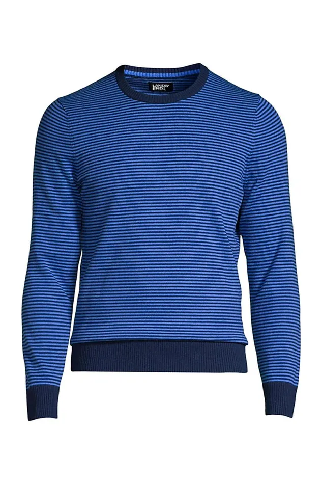 Lands039 End Sweaters Men Big And Tall Performance Crewneck Sweater Royal Cobalt Stripe Lands039 End Sweaters Men Big And Tall Performance Crewneck Sweater Royal Cobalt Stripe