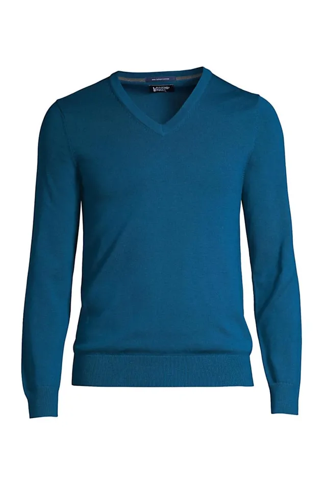 Lands039 End Sweaters Men Big Fine Gauge Supima Cotton Vneck Sweater Baltic Teal Lands039 End Sweaters Men Big Fine Gauge Supima Cotton Vneck Sweater Baltic Teal