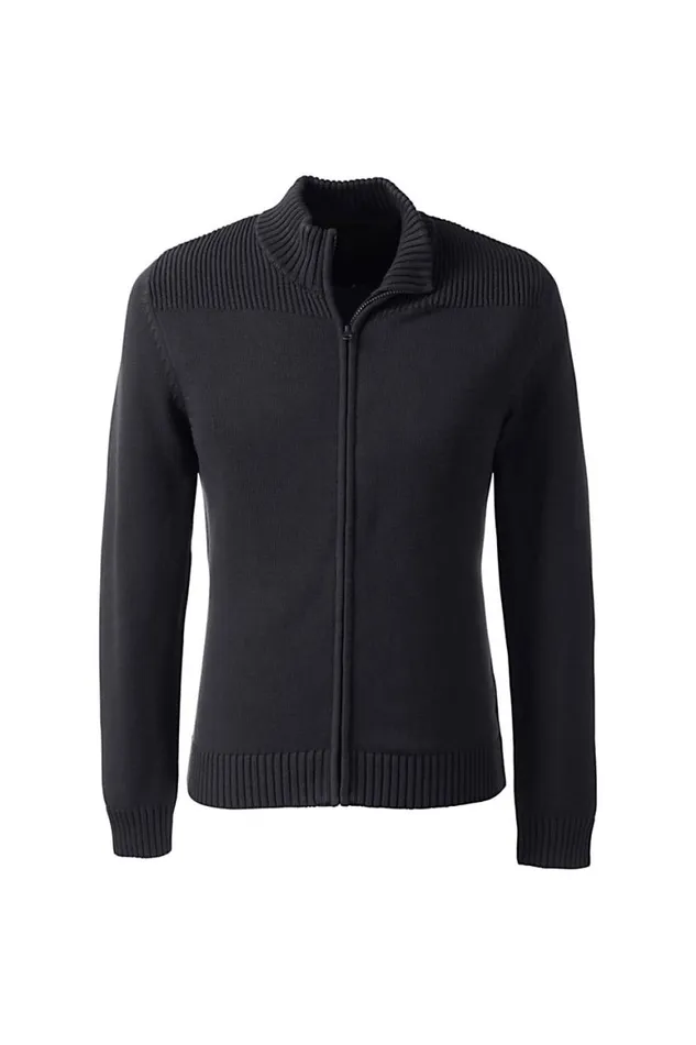 Lands039 End Sweaters Men Cotton Modal Zip Front Cardigan Sweater Black Lands039 End Sweaters Men Cotton Modal Zip Front Cardigan Sweater Black
