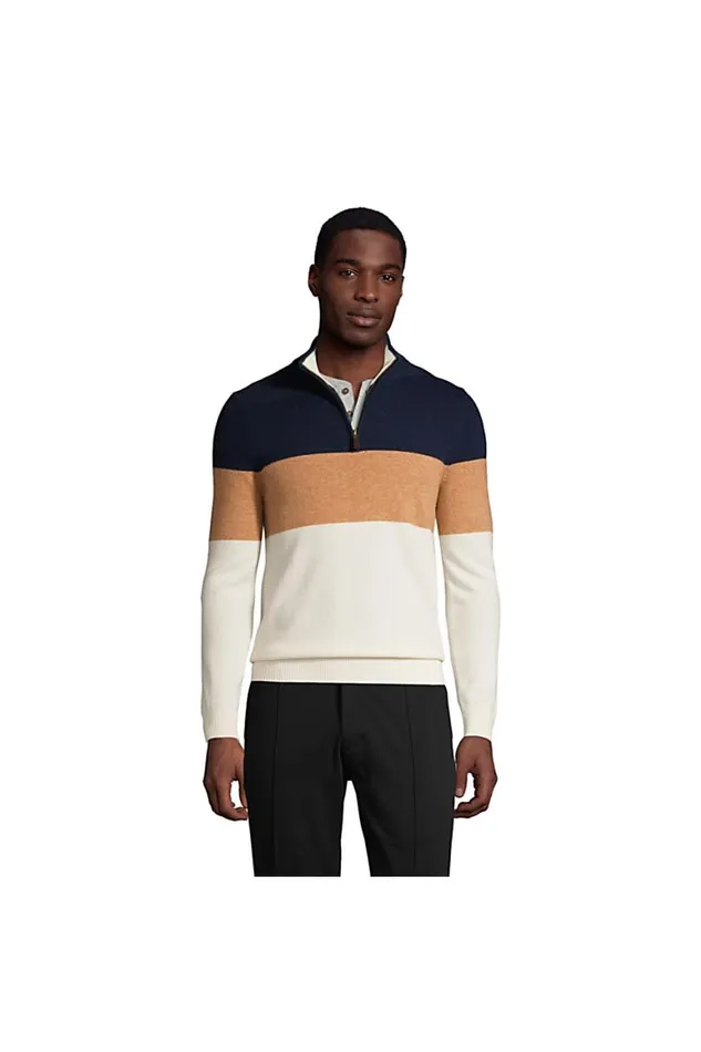 Lands039 End Sweaters Men Fine Gauge Cashmere Quarter Zip Stripe Light Stone Stripe Lands039 End Sweaters Men Fine Gauge Cashmere Quarter Zip Stripe Light Stone Stripe