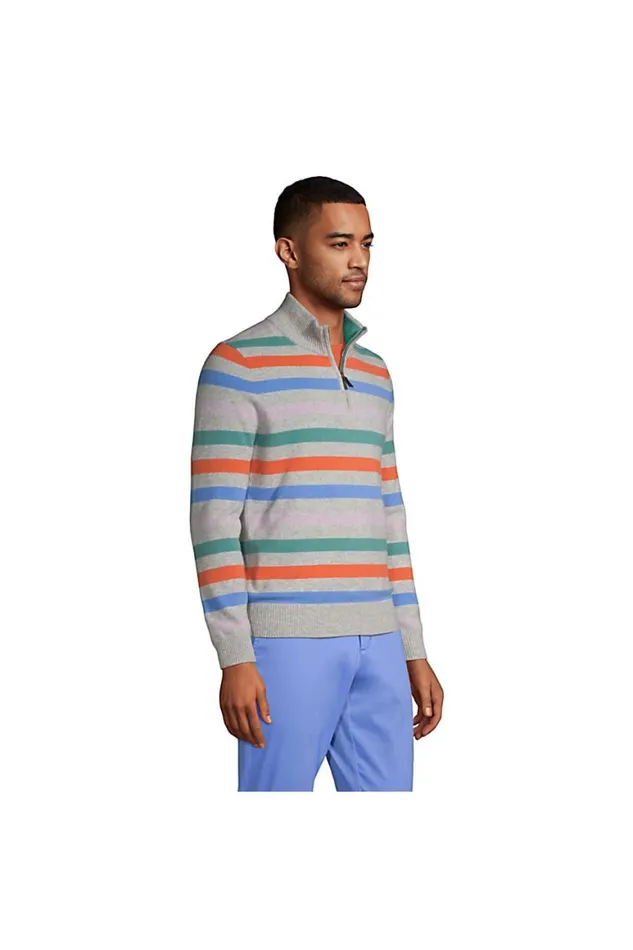 Lands039 End Sweaters Men Fine Gauge Cashmere Quarter Zip Stripe Light Stone Stripe Lands039 End Sweaters Men Fine Gauge Cashmere Quarter Zip Stripe Light Stone Stripe