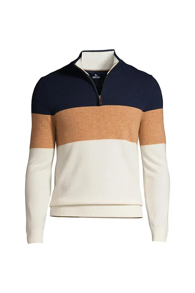 Lands039 End Sweaters Men Fine Gauge Cashmere Quarter Zip Stripe Light Stone Stripe Lands039 End Sweaters Men Fine Gauge Cashmere Quarter Zip Stripe Light Stone Stripe