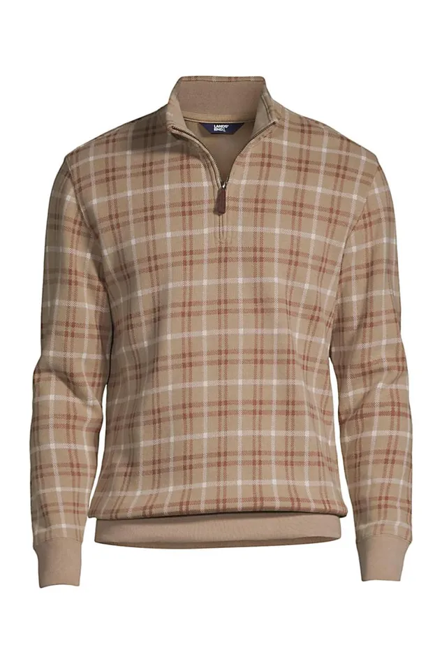Lands039 End Sweaters Men Print Bedford Rib Quarter Zip Sweater Khaki Holiday Plaid Lands039 End Sweaters Men Print Bedford Rib Quarter Zip Sweater Khaki Holiday Plaid