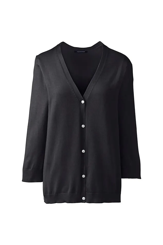 Lands039 End Sweaters Women 34 Sleeve Performance Cardigan Sweater Black Lands039 End Sweaters Women 34 Sleeve Performance Cardigan Sweater Black