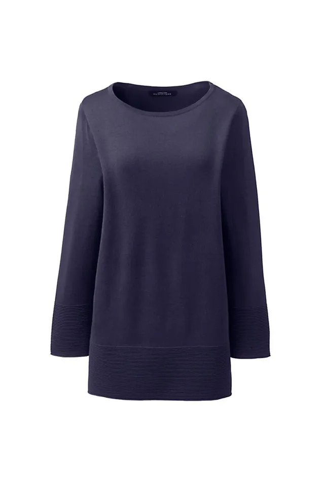 Lands039 End Sweaters Women 34 Sleeve Performance Texture Block Pullover Sweater True Navy Lands039 End Sweaters Women 34 Sleeve Performance Texture Block Pullover Sweater True Navy