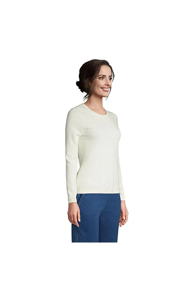 Lands039 End Sweaters Women Cashmere Crewneck Sweater Fresh Ivory