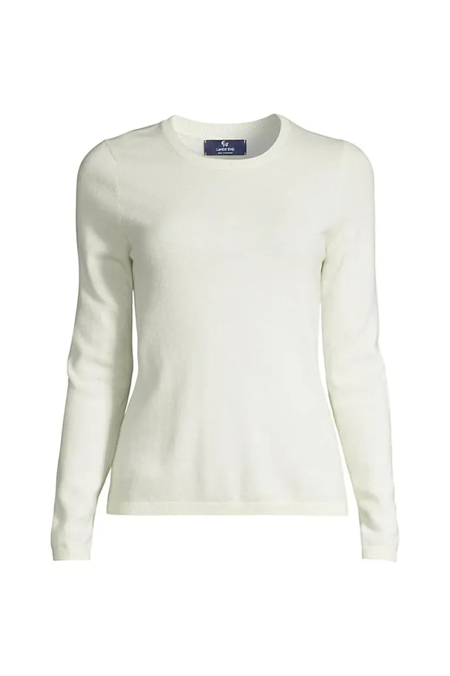 Lands039 End Sweaters Women Cashmere Crewneck Sweater Fresh Ivory