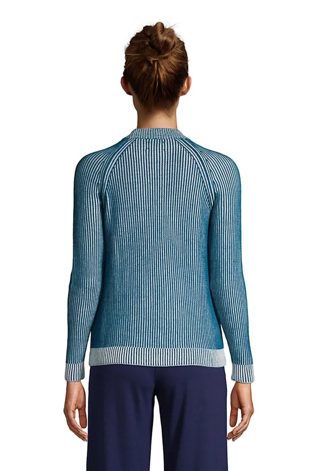 Lands039 End Sweaters Women Cotton Drifter Shaker Doubled Crew Neck Sweater Baltic Teal Plaited Lands039 End Sweaters Women Cotton Drifter Shaker Doubled Crew Neck Sweater Baltic Teal Plaited