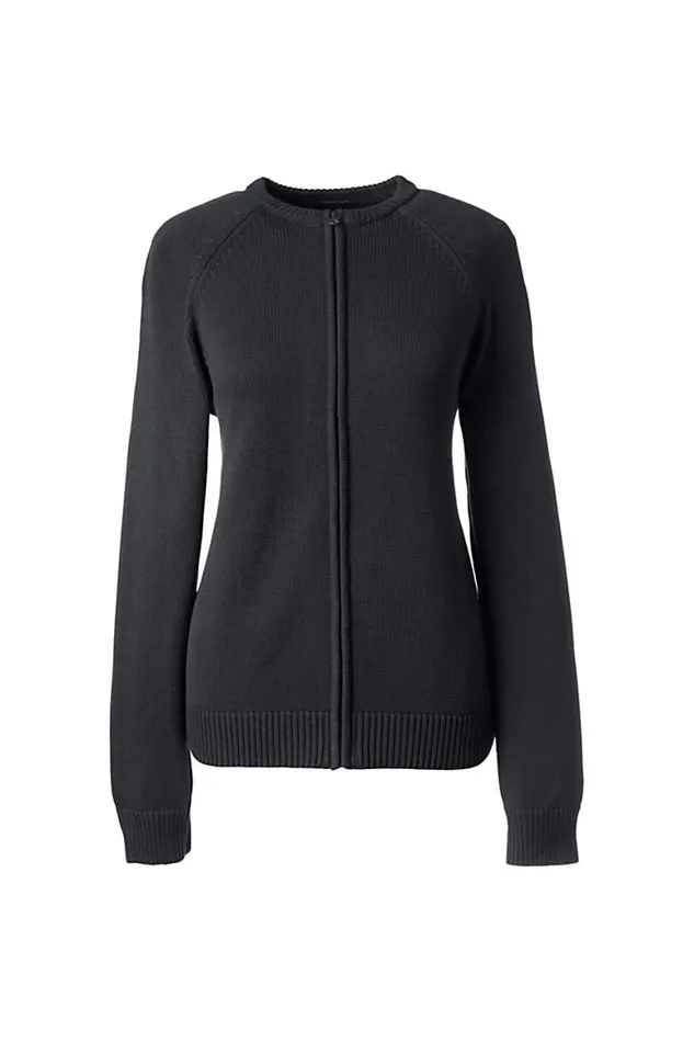 Lands039 End Sweaters Women Cotton Modal Zipfront Cardigan Sweater Black Lands039 End Sweaters Women Cotton Modal Zipfront Cardigan Sweater Black