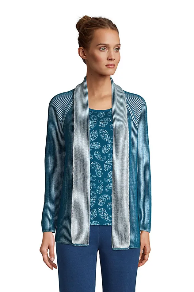 Lands039 End Sweaters Women Drifter Shaker Open Cardigan Sweater Baltic Teal Plaited Lands039 End Sweaters Women Drifter Shaker Open Cardigan Sweater Baltic Teal Plaited