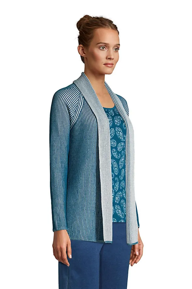 Lands039 End Sweaters Women Drifter Shaker Open Cardigan Sweater Baltic Teal Plaited Lands039 End Sweaters Women Drifter Shaker Open Cardigan Sweater Baltic Teal Plaited