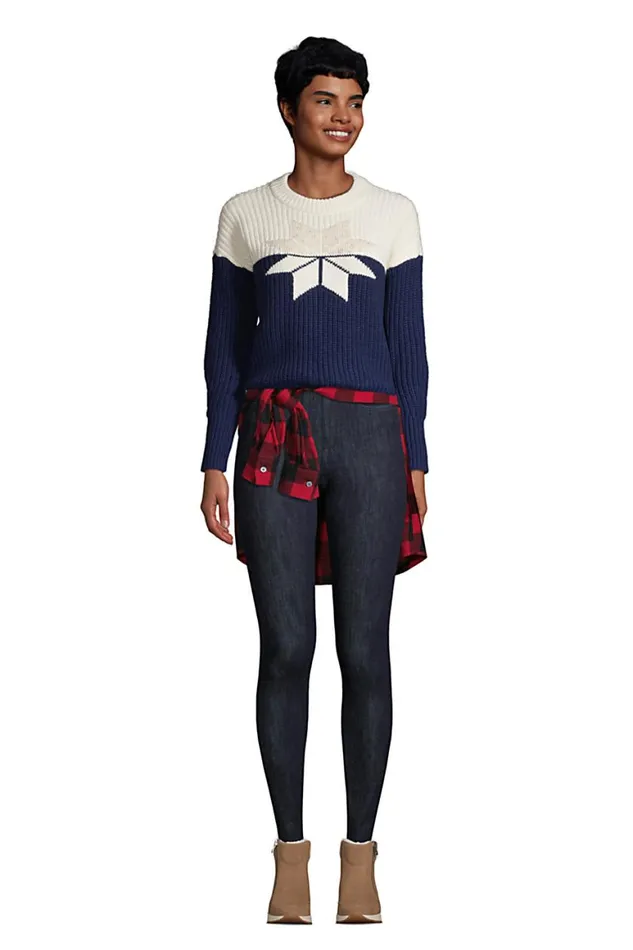 Lands039 End Sweaters Women Patchwork Crew Neck Sweater Rainbow Hunter Star Lands039 End Sweaters Women Patchwork Crew Neck Sweater Rainbow Hunter Star