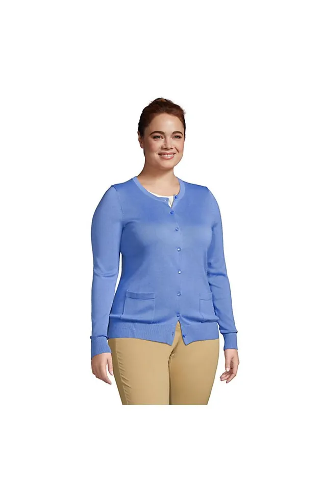 Lands039 End Sweaters Women Plus Size Cotton Modal Crew Cardigan Black Lands039 End Sweaters Women Plus Size Cotton Modal Crew Cardigan Black