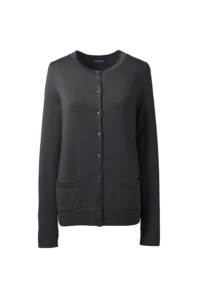 Lands039 End Sweaters Women Plus Size Cotton Modal Crew Cardigan Black Lands039 End Sweaters Women Plus Size Cotton Modal Crew Cardigan Black