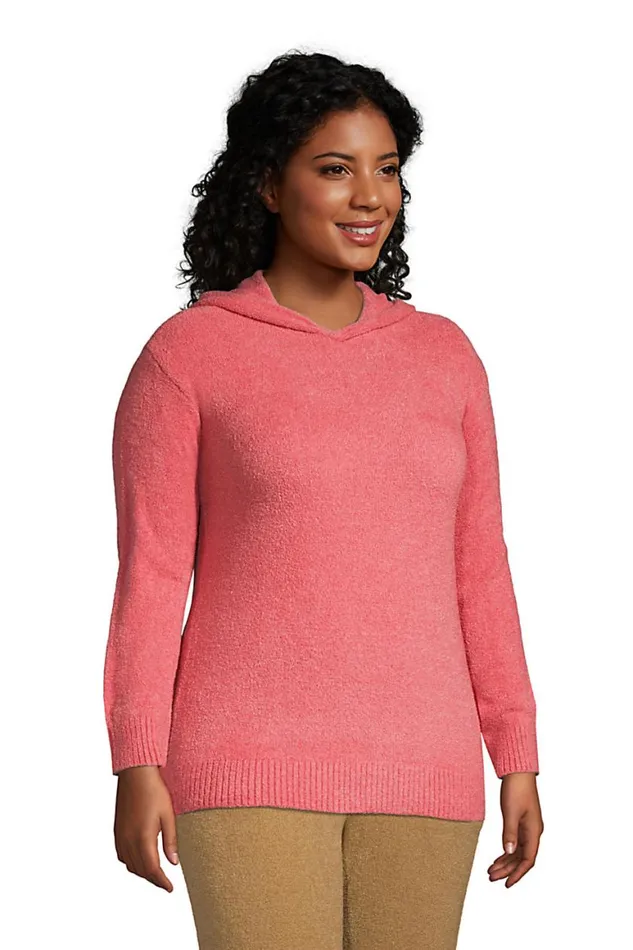 Lands039 End Sweaters Women Plus Size Lounge Hooded Pullover Sweater Slounge Soft Blue Haze