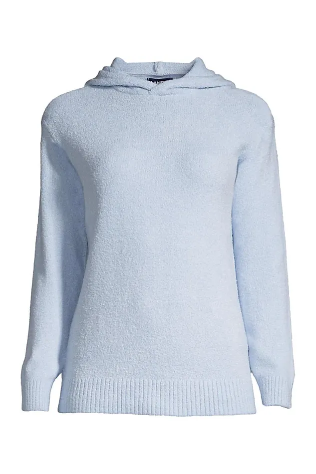 Lands039 End Sweaters Women Plus Size Lounge Hooded Pullover Sweater Slounge Soft Blue Haze