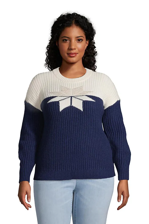 Lands039 End Sweaters Women Plus Size Patchwork Crew Neck Sweater Rainbow Hunter Star Lands039 End Sweaters Women Plus Size Patchwork Crew Neck Sweater Rainbow Hunter Star