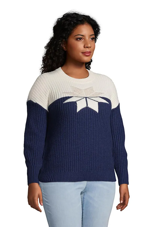 Lands039 End Sweaters Women Plus Size Patchwork Crew Neck Sweater Rainbow Hunter Star Lands039 End Sweaters Women Plus Size Patchwork Crew Neck Sweater Rainbow Hunter Star