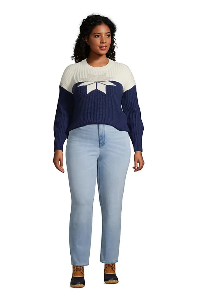 Lands039 End Sweaters Women Plus Size Patchwork Crew Neck Sweater Rainbow Hunter Star Lands039 End Sweaters Women Plus Size Patchwork Crew Neck Sweater Rainbow Hunter Star