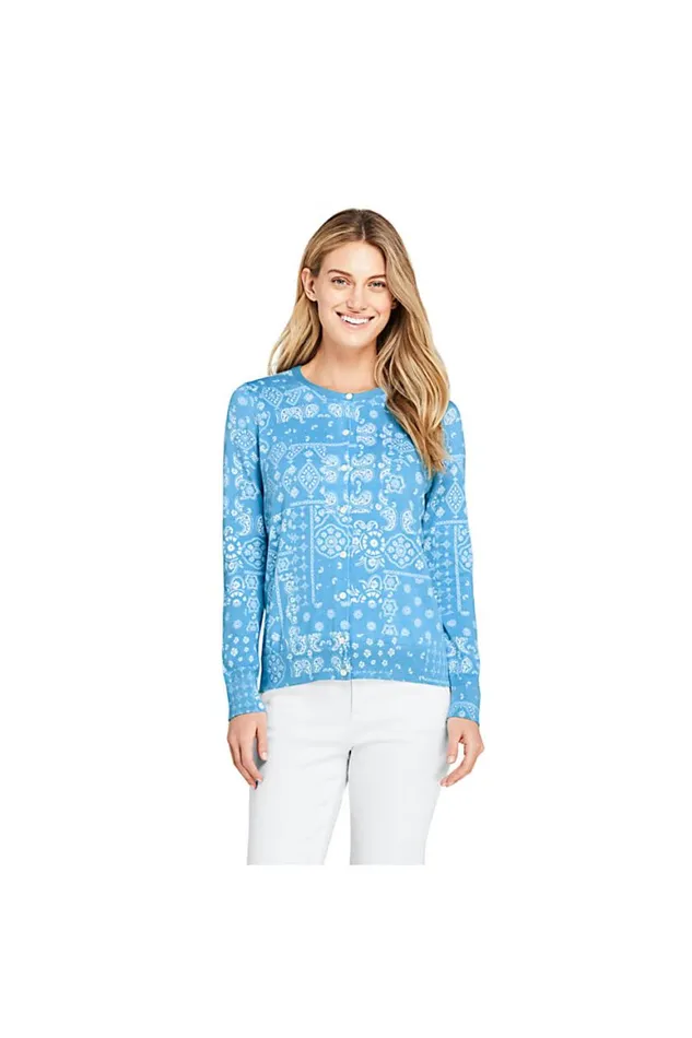 Lands039 End Sweaters Women Supima Cotton Cardigan Sweater 8211 Print Blue Solitude Patchwork Lands039 End Sweaters Women Supima Cotton Cardigan Sweater 8211 Print Blue Solitude Patchwork
