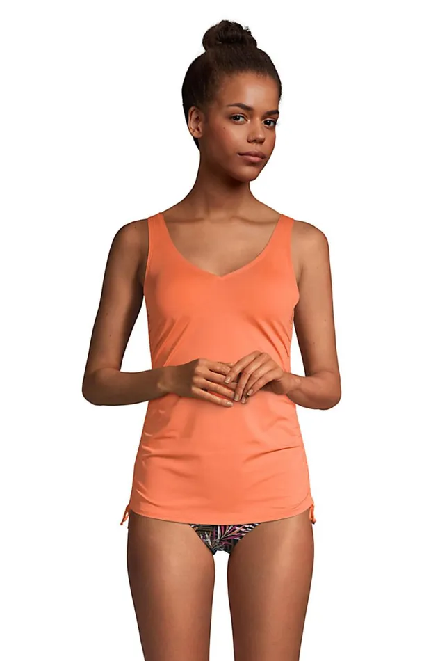 Lands039 End Swimsuits Women Chlorine Resistant Adjustable Vneck Underwire Tankini Top Swimsuit Adjustable Straps Papaya Orange Lands039 End Swimsuits Women Chlorine Resistant Adjustable Vneck Underwire Tankini Top Swimsuit Adjustable Straps Papaya Orange