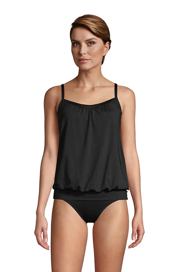 Lands039 End Swimsuits Women Chlorine Resistant Blouson Tummy Hiding Tankini Top Swimsuit Adjustable Straps Black Lands039 End Swimsuits Women Chlorine Resistant Blouson Tummy Hiding Tankini Top Swimsuit Adjustable Straps Black