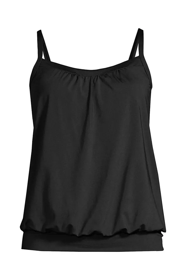 Lands039 End Swimsuits Women Chlorine Resistant Blouson Tummy Hiding Tankini Top Swimsuit Adjustable Straps Black Lands039 End Swimsuits Women Chlorine Resistant Blouson Tummy Hiding Tankini Top Swimsuit Adjustable Straps Black