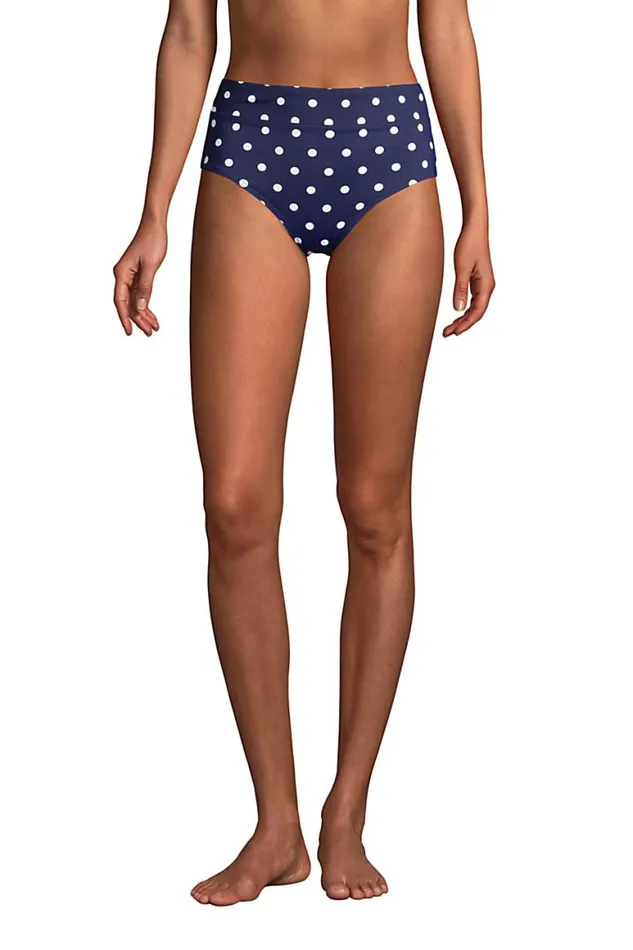 Lands039 End Swimsuits Women Chlorine Resistant High Waisted Bikini Bottoms Print Deep Sea Polka Dot Lands039 End Swimsuits Women Chlorine Resistant High Waisted Bikini Bottoms Print Deep Sea Polka Dot