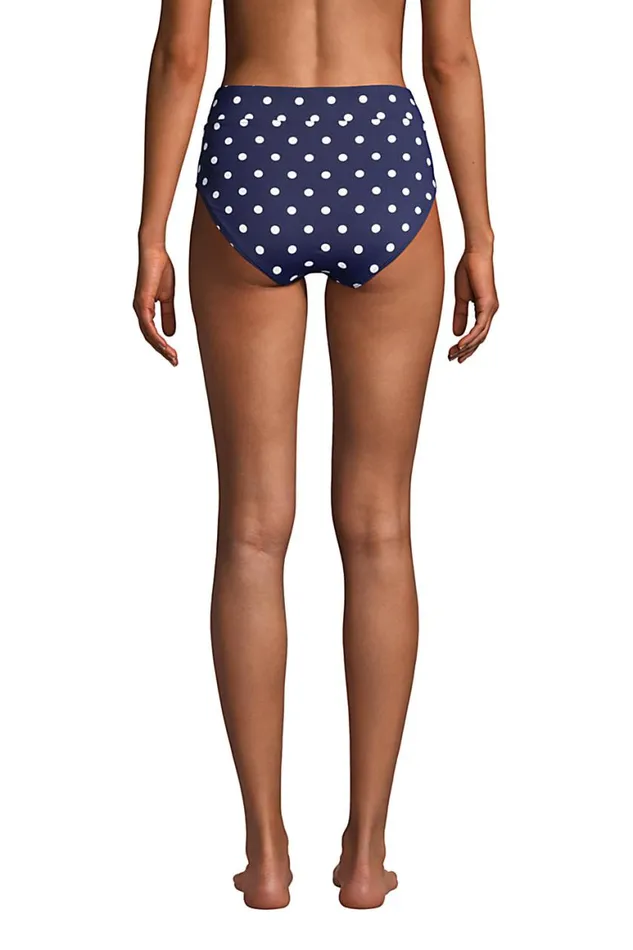 Lands039 End Swimsuits Women Chlorine Resistant High Waisted Bikini Bottoms Print Deep Sea Polka Dot Lands039 End Swimsuits Women Chlorine Resistant High Waisted Bikini Bottoms Print Deep Sea Polka Dot