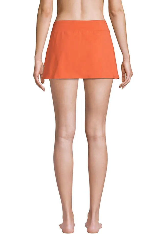 Lands039 End Swimsuits Women Chlorine Resistant Mini Swim Skirt Swim Bottoms Papaya Orange
