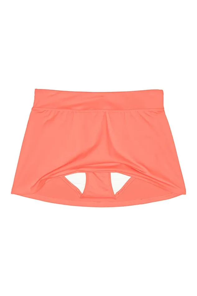 Lands039 End Swimsuits Women Chlorine Resistant Mini Swim Skirt Swim Bottoms Papaya Orange