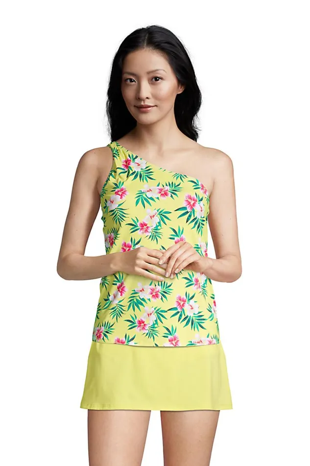 Lands039 End Swimsuits Women Chlorine Resistant Tummy Control One Shoulder Tankini Top Swimsuit With Adjustable Strap Pineapple Bliss Hibiscus Flora Lands039 End Swimsuits Women Chlorine Resistant Tummy Control One Shoulder Tankini Top Swimsuit With Adjustable Strap Pineapple Bliss Hibiscus Flora