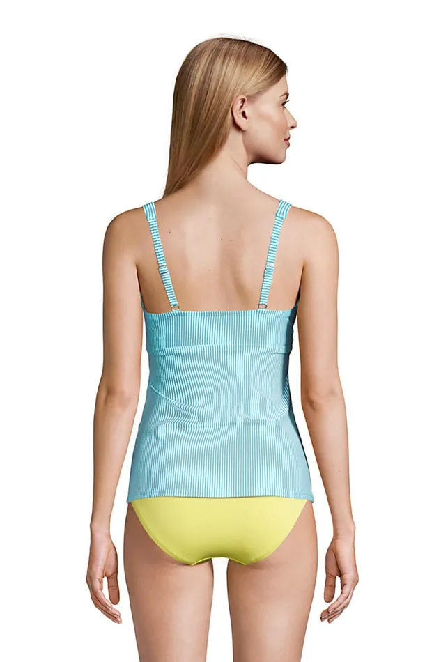 Lands039 End Swimsuits Women Chlorine Resistant Vneck Wrap Underwire Tankini Top Swimsuit Adjustable Straps Seersucker Turquoise Lands039 End Swimsuits Women Chlorine Resistant Vneck Wrap Underwire Tankini Top Swimsuit Adjustable Straps Seersucker Turquoise