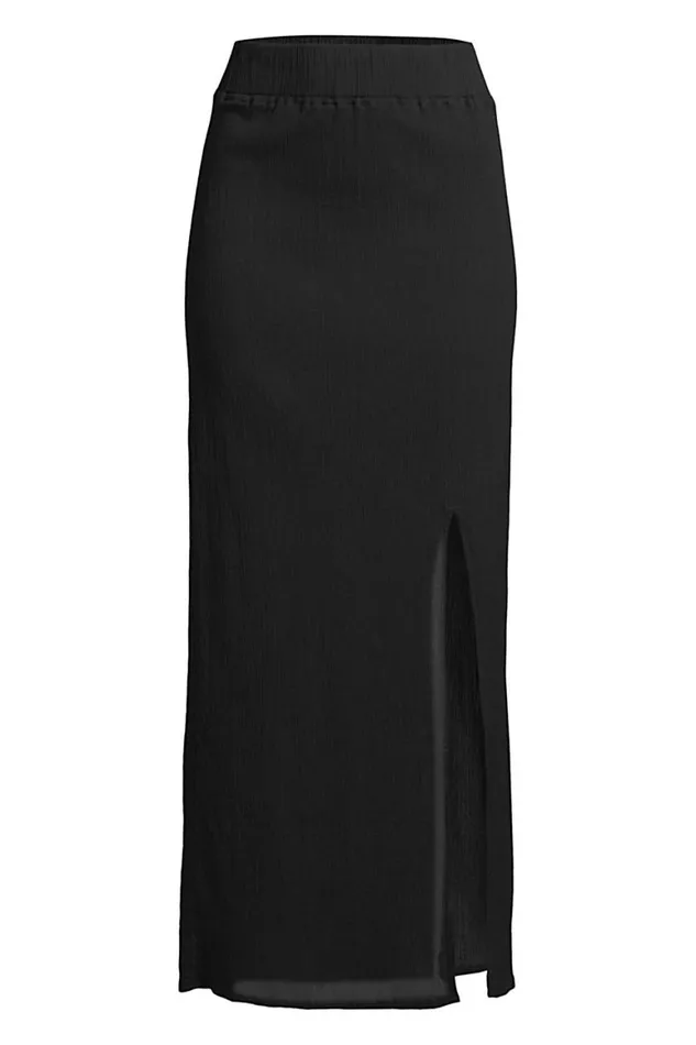 Lands039 End Swimsuits Women Cotton Gauze Maxi Swim Coverup Skirt Black