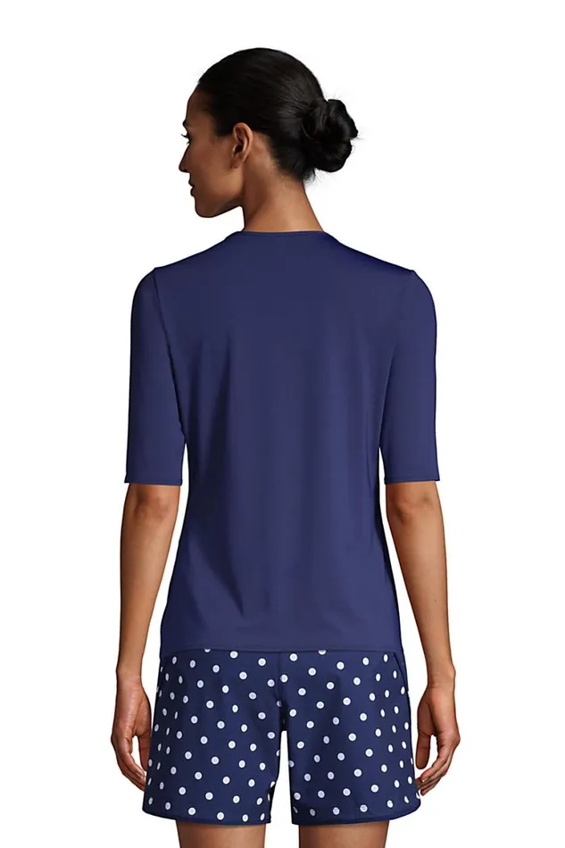 Lands039 End Swimsuits Women Crew Neck Elbow Sleeve Rash Guard Upf 50 Sun Protection Modest Swim Tee Deep Sea Navy Lands039 End Swimsuits Women Crew Neck Elbow Sleeve Rash Guard Upf 50 Sun Protection Modest Swim Tee Deep Sea Navy