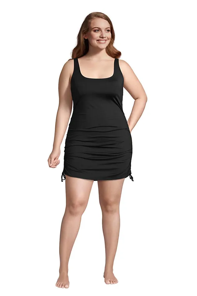 Lands039 End Swimsuits Women Plus Size Chlorine Resistant Adjustable Swim Dress One Piece Swimsuit Adjustable Straps Black Lands039 End Swimsuits Women Plus Size Chlorine Resistant Adjustable Swim Dress One Piece Swimsuit Adjustable Straps Black