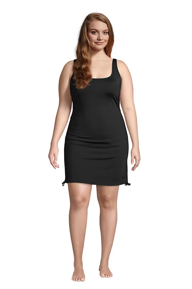 Lands039 End Swimsuits Women Plus Size Chlorine Resistant Adjustable Swim Dress One Piece Swimsuit Adjustable Straps Black