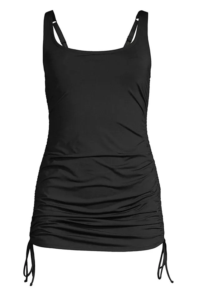 Lands039 End Swimsuits Women Plus Size Chlorine Resistant Adjustable Swim Dress One Piece Swimsuit Adjustable Straps Black