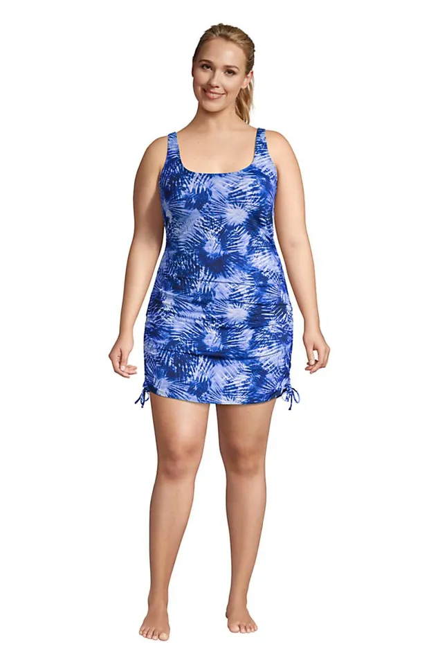 Lands039 End Swimsuits Women Plus Size Chlorine Resistant Adjustable Swim Dress One Piece Swimsuit Adjustable Straps Deep Sea Navy Tie Dye Palm Lands039 End Swimsuits Women Plus Size Chlorine Resistant Adjustable Swim Dress One Piece Swimsuit Adjustable Straps Deep Sea Navy Tie Dye Palm