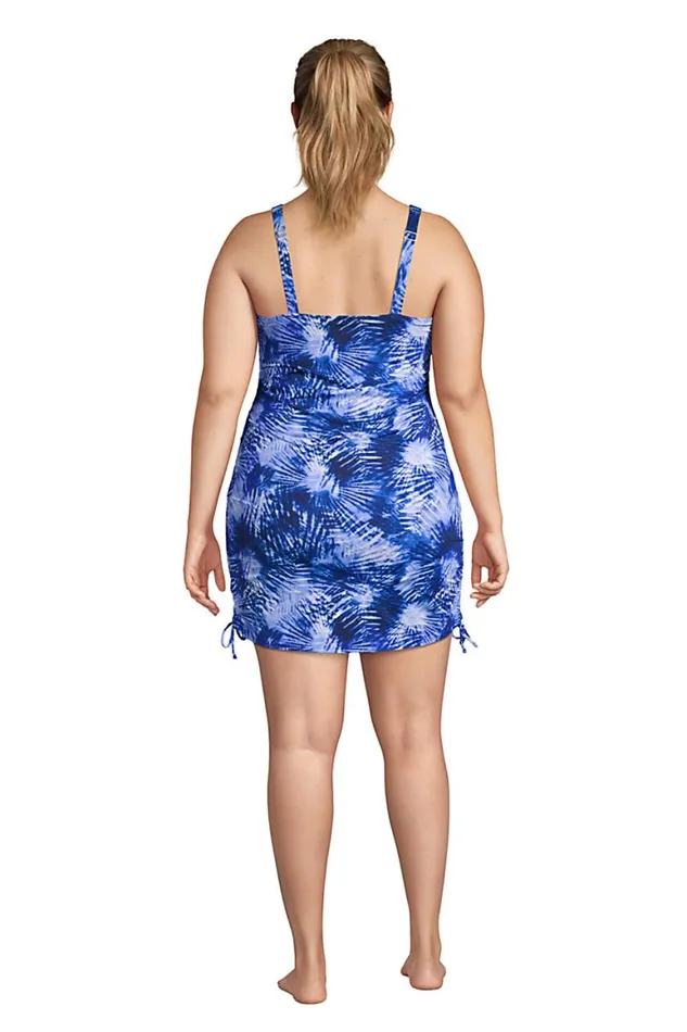 Lands039 End Swimsuits Women Plus Size Chlorine Resistant Adjustable Swim Dress One Piece Swimsuit Adjustable Straps Deep Sea Navy Tie Dye Palm Lands039 End Swimsuits Women Plus Size Chlorine Resistant Adjustable Swim Dress One Piece Swimsuit Adjustable Straps Deep Sea Navy Tie Dye Palm